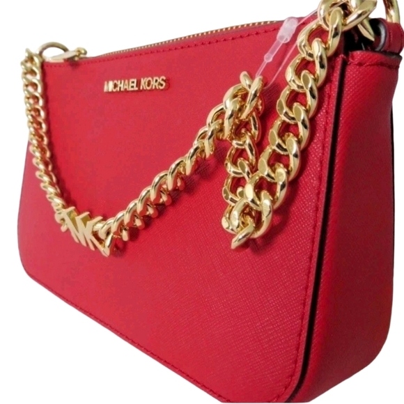 Michael Kors Handbags - Michael Kors Jet Set Crimson Small Chain Bag NWT